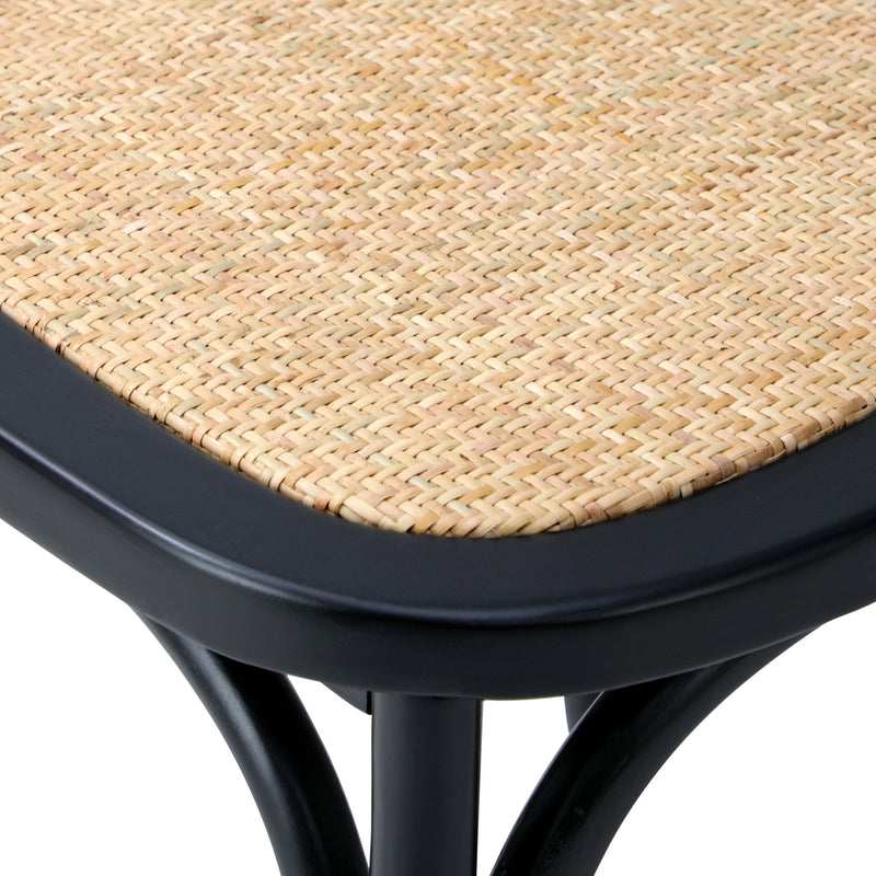 Oikiture 160cm Extendable Dining Table with 6PCS Chairs Crossback Black