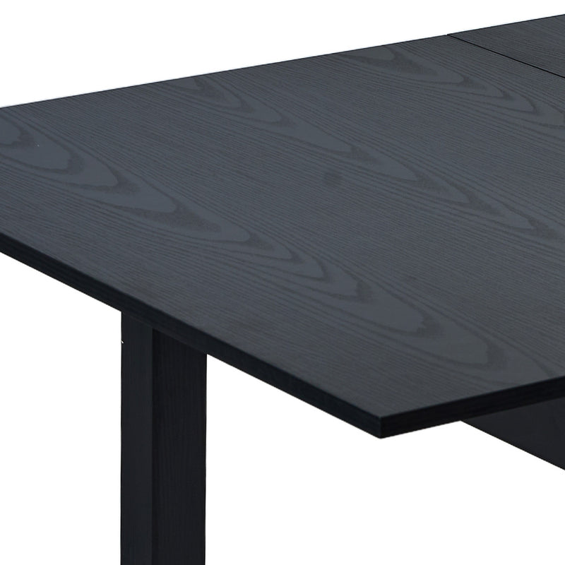Oikiture 5pc Dining Table and Chairs Wooden Dining Set Boucle Black