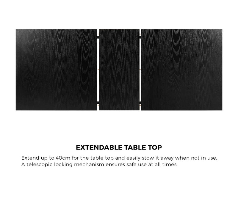 Oikiture 5pc Dining Table and Chairs Wooden Dining Set Boucle Black