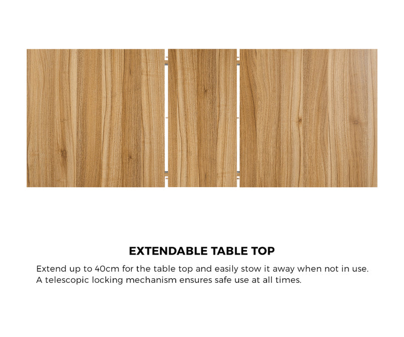 Oikiture 5pc Dining Table and Chairs Wooden Dining Set Boucle Natural