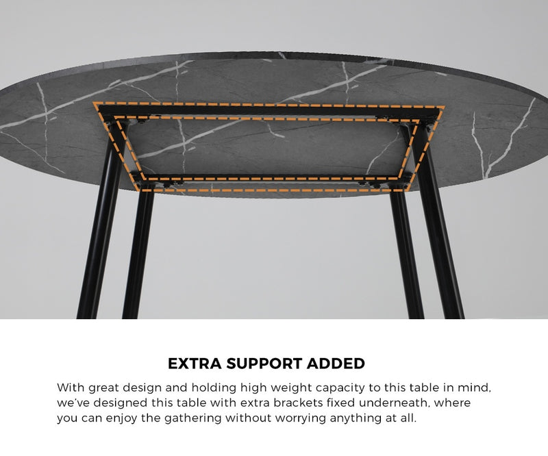 Oikiture 110cm Round Dining Table with 4 Dining Chairs Velvet Grey