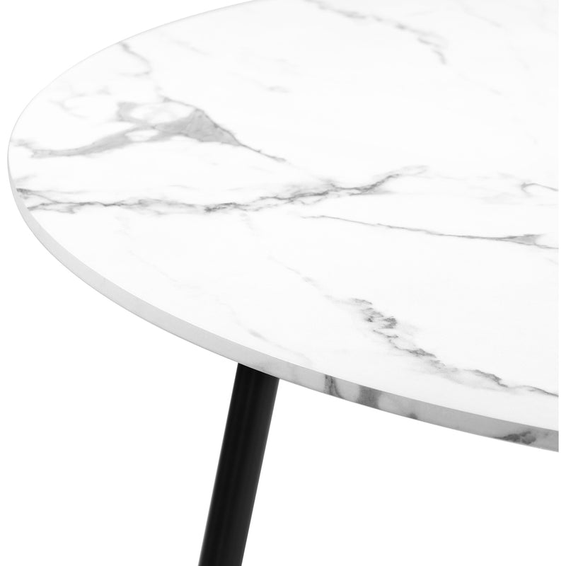 Oikiture Round Dining Table & 4PCS Dining Chairs PU Black