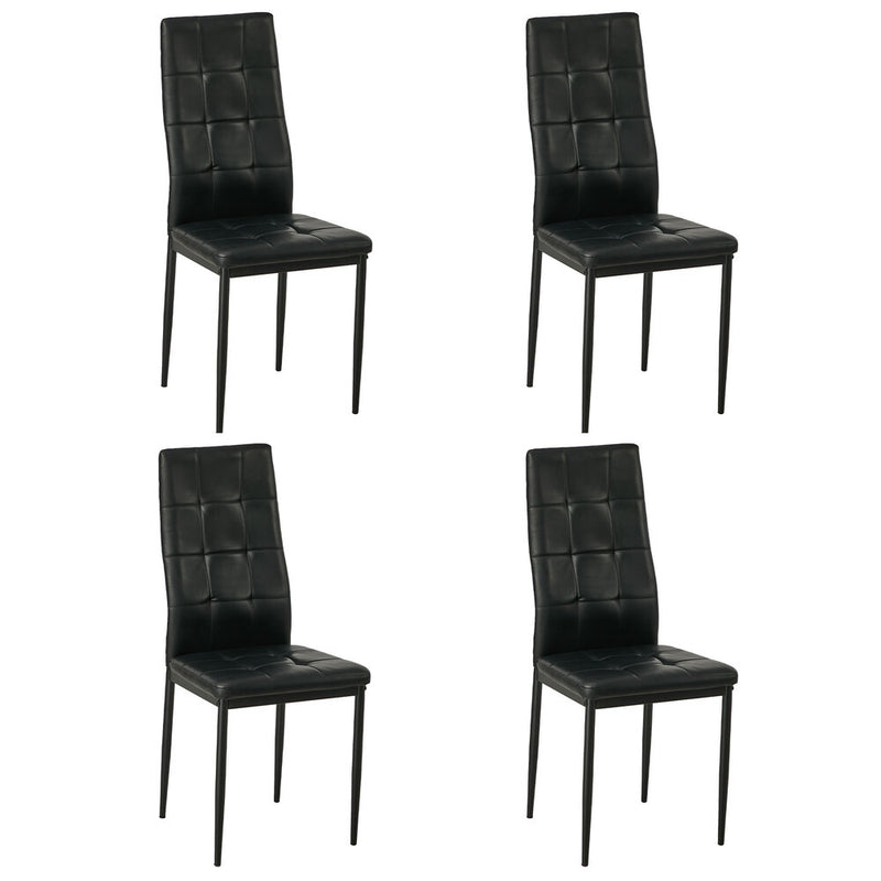 Oikiture 5PCS Dining Table Set Round Marble-Look and High-Back Chairs
