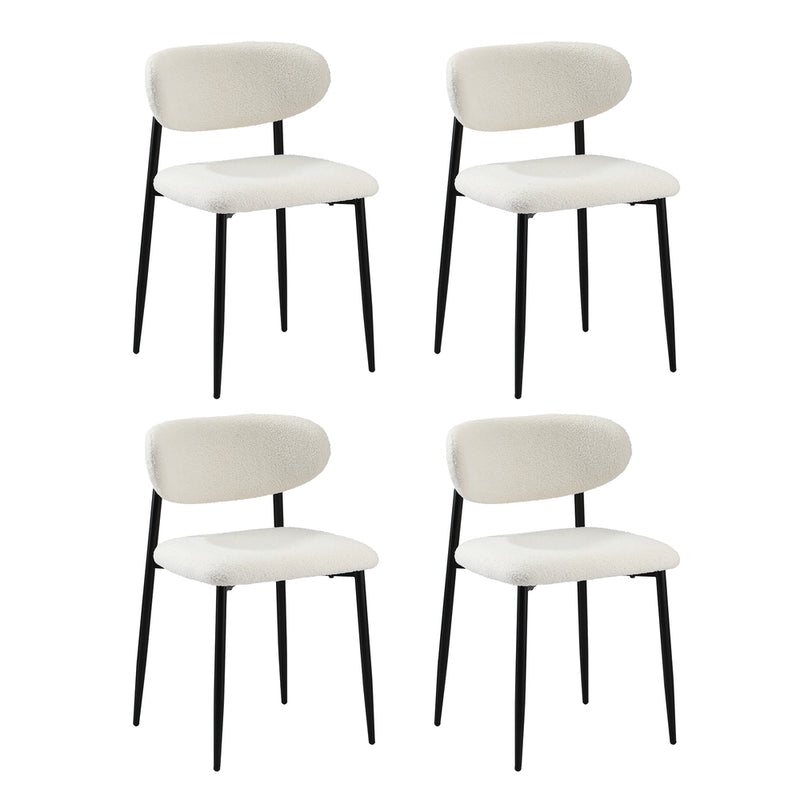 Oikiture 90cm Round Dining Table with 4x Dining Chairs Boucle White