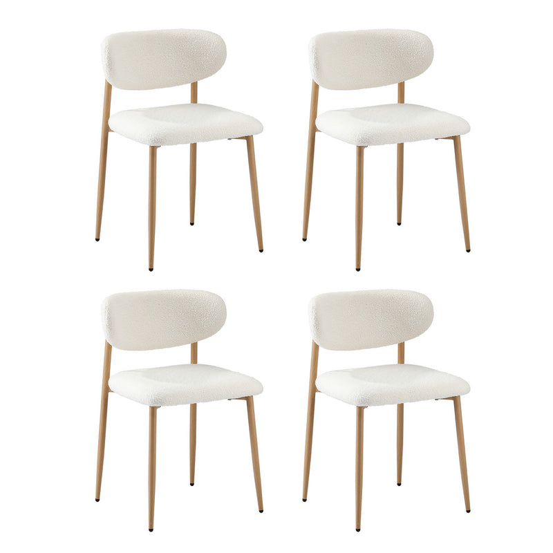 Oikiture 60cm Round Dining Table with 2x Dining Chairs Boucle White