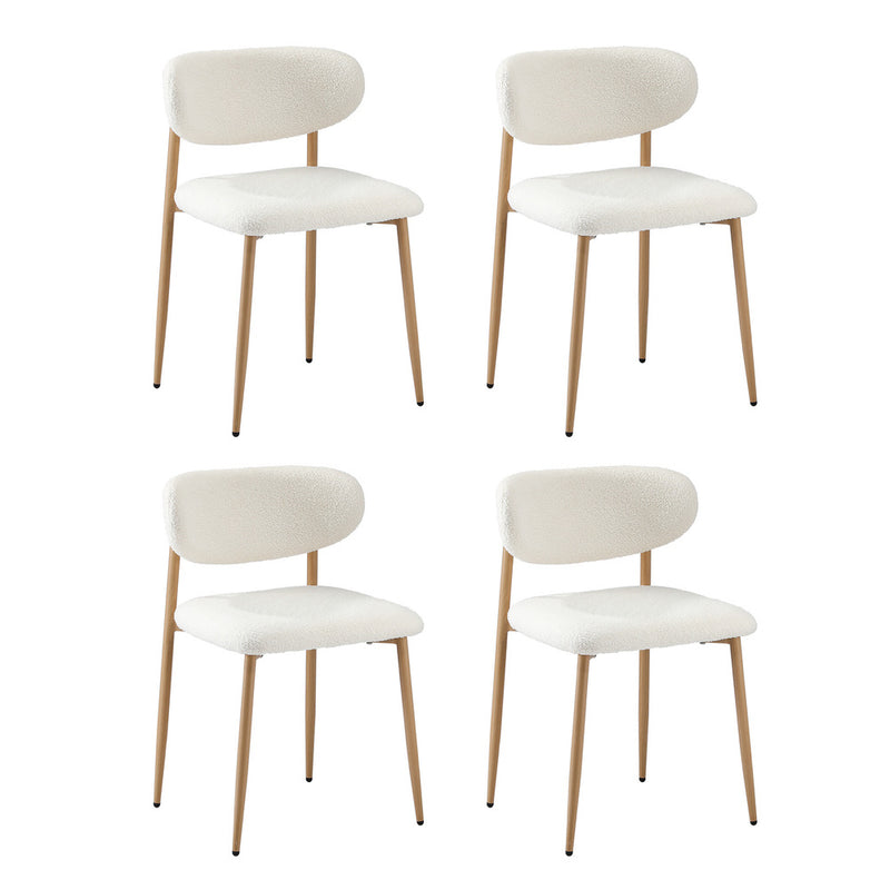 Oikiture 90cm Round Dining Table with 4x Dining Chairs Boucle White&Gold