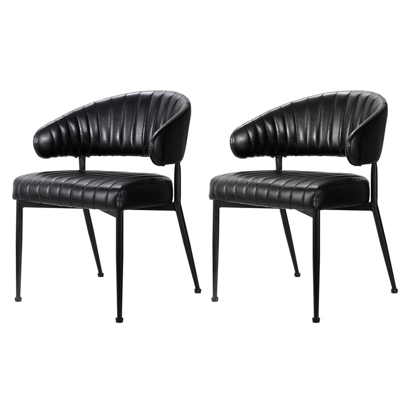 Artiss Dining Chairs Set of 2 Leather Hollow Armchair Black