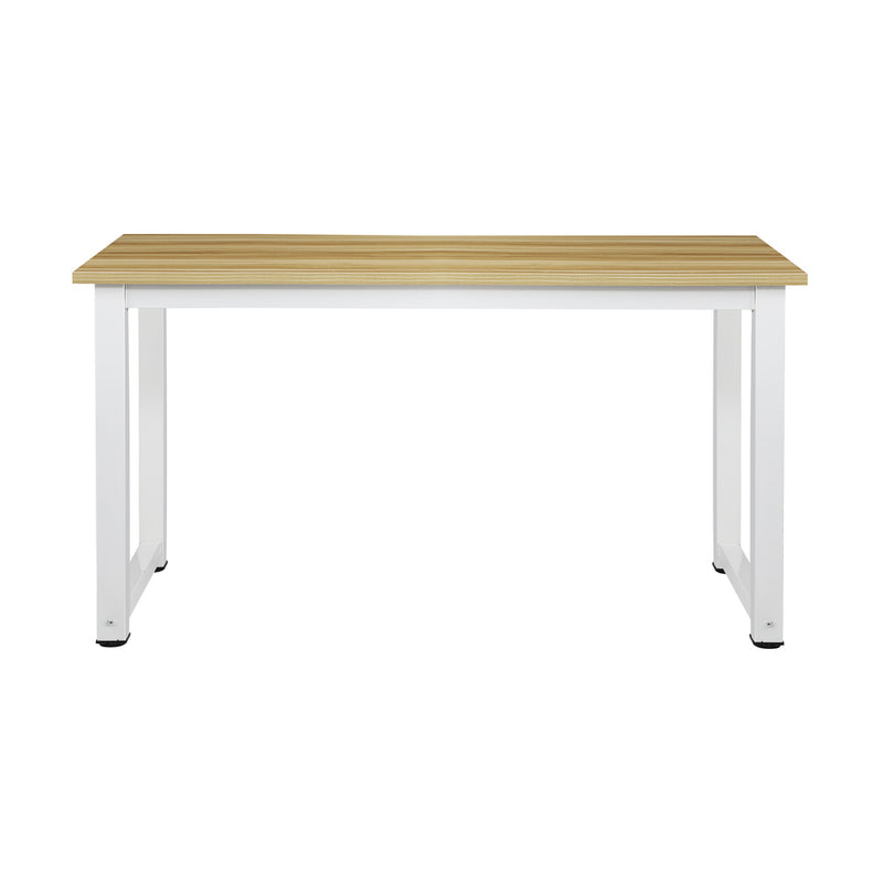 Oikiture Computer Desk White Frame Wood Top 120cm
