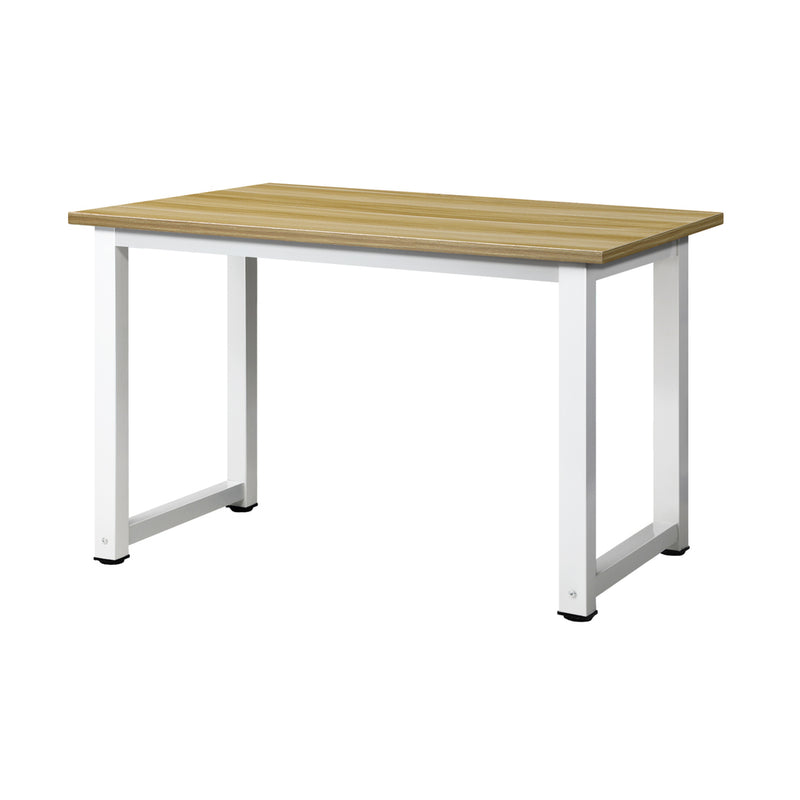 Oikiture Computer Desk White Frame Wood Top 120cm