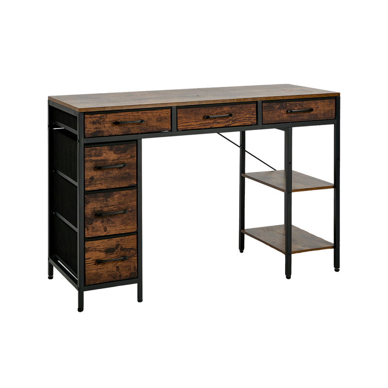 Oikiture Computer Desk with 6 Fabric Drawers Storage Table 120cm