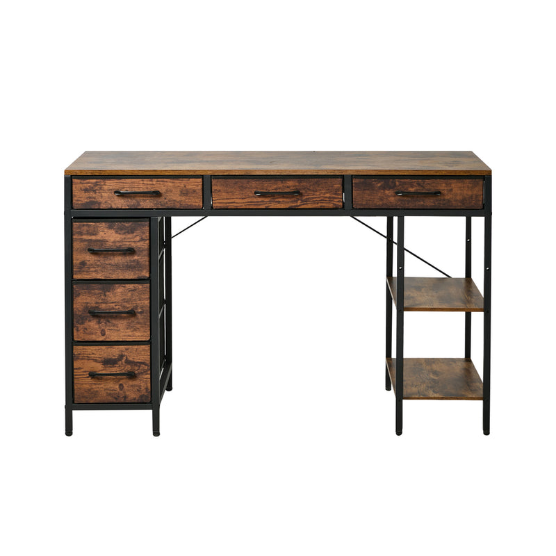 Oikiture Computer Desk with 6 Fabric Drawers Storage Table 120cm
