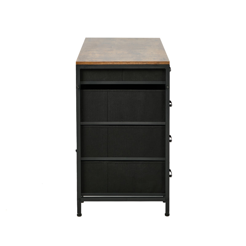 Oikiture Computer Desk with 6 Fabric Drawers Storage Table 120cm