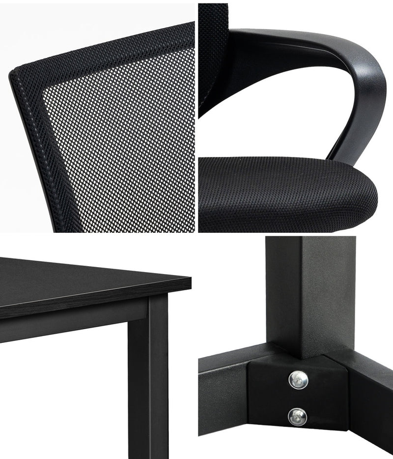 Oikiture Home Office Set Black Computer Desk and Mesh Office Chair