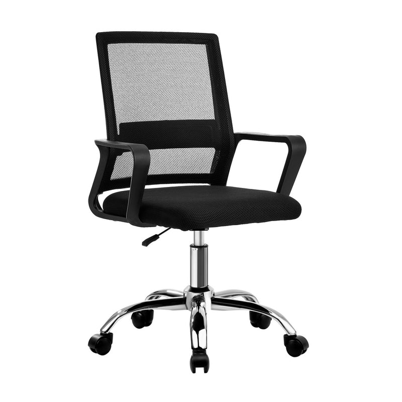 Oikiture Home Office Desk and Chair Set Black Computer Table