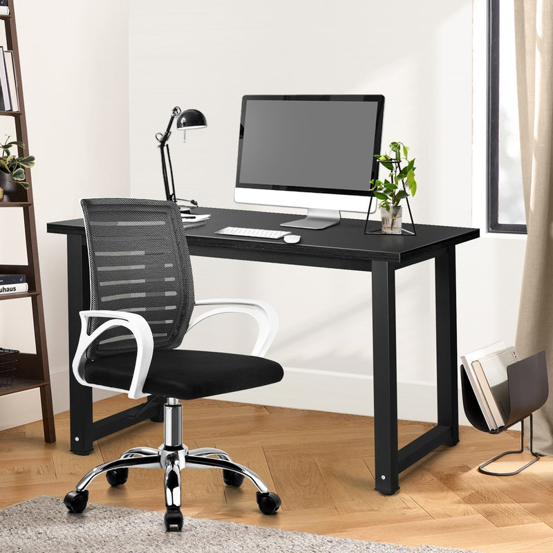 Oikiture Home Office Desk and Chair Set BK&WH Table Office Chair