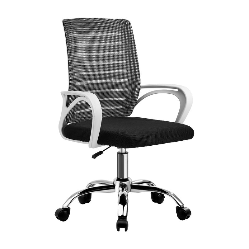 Oikiture Home Office Desk and Chair Set BK&WH Table Office Chair