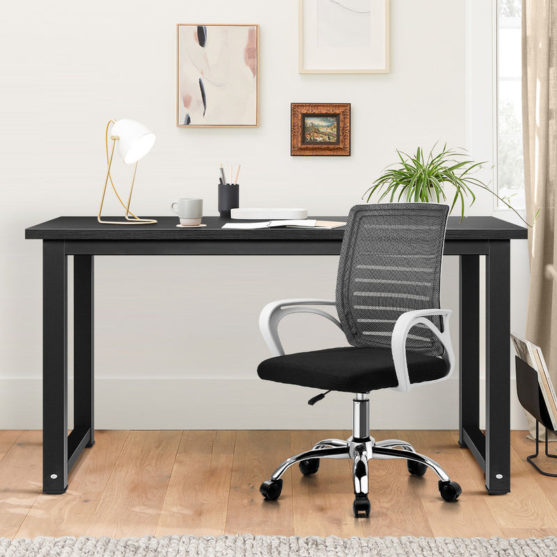 Oikiture Home Office Desk and Chair Set BK&WH Table Office Chair