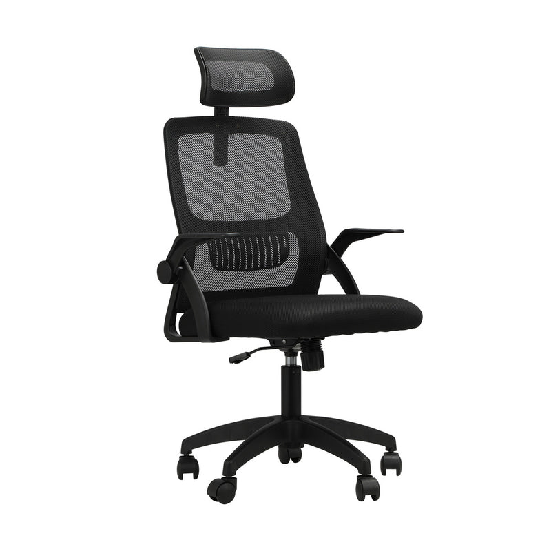 Oikiture Home Office Set Computer Desk and Mesh Office Chair BK&WH