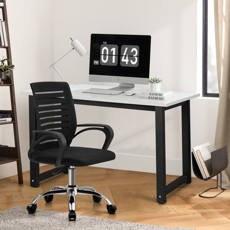 Oikiture Home Office Desk and Chair Set BK&WH Desk Office Chair