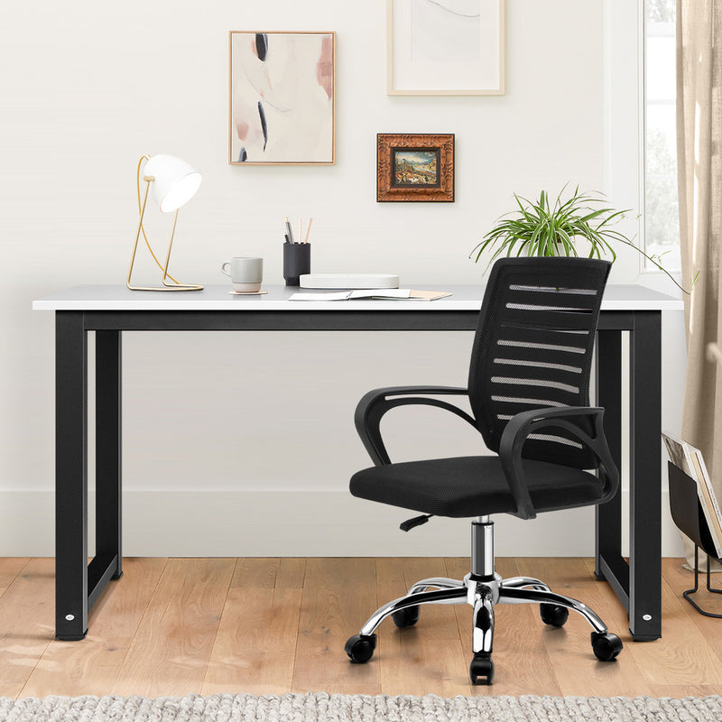 Oikiture Home Office Desk and Chair Set BK&WH Desk Office Chair