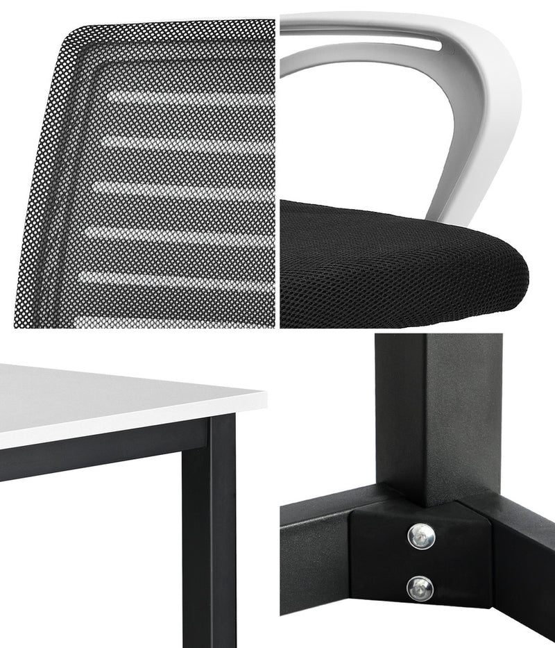 Oikiture Home Office Desk and Chair Set BK&WH Gaming Desk Office Chair