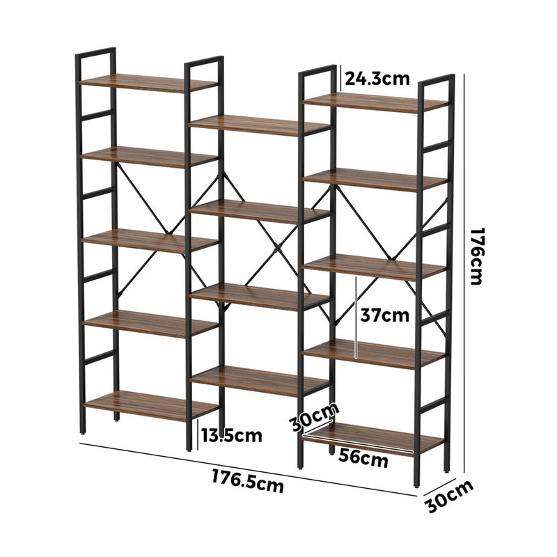 Oikiture 14 Tier Display Shelf Stand Bookshelf Metal Storage 1.76m