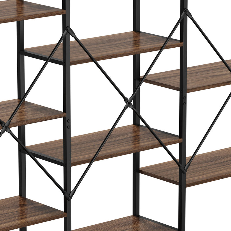 Oikiture 14 Tier Display Shelf Stand Bookshelf Metal Storage 1.76m
