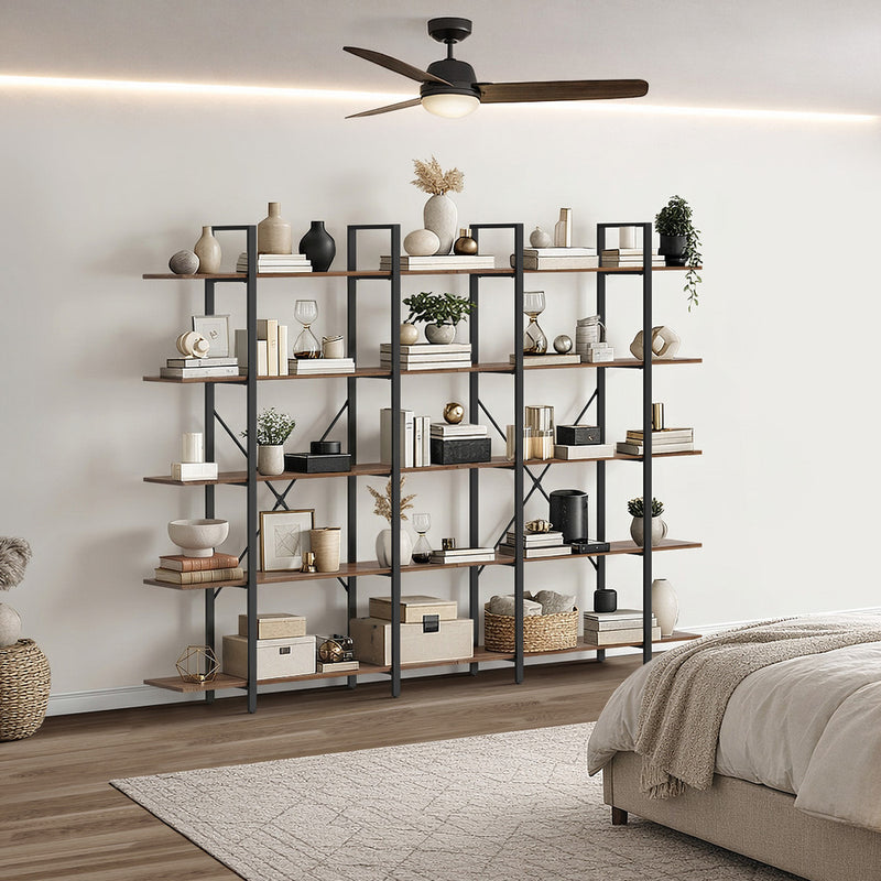 Oikiture 5 Tier Display Shelf Stand Bookshelf Metal Storage 1.2m