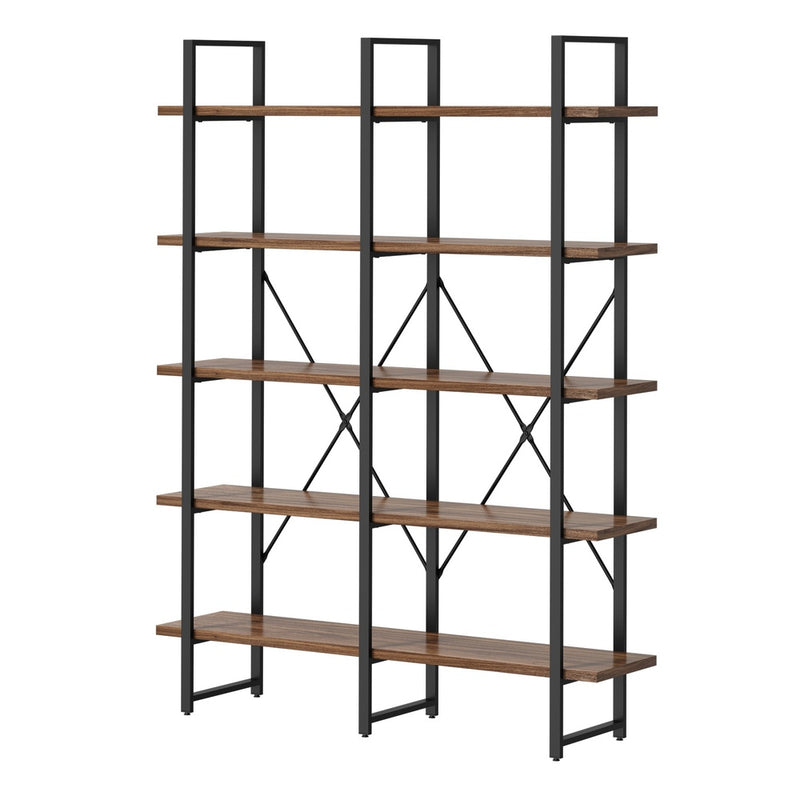 Oikiture 5 Tier Display Shelf Stand Bookshelf Metal Rack 1.35m