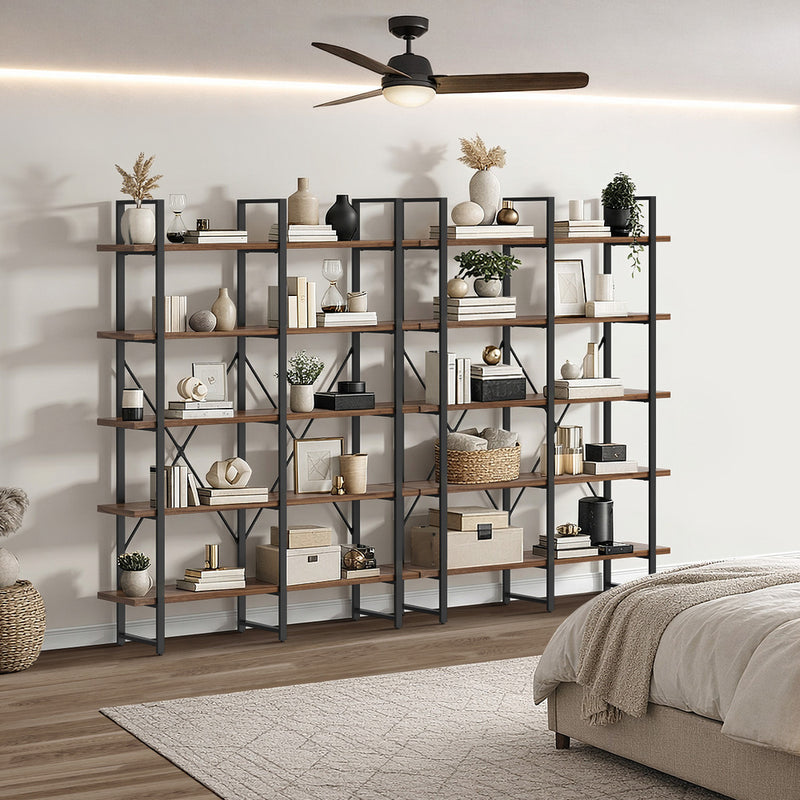 Oikiture 5 Tier Display Shelf Stand Bookshelf Metal Rack 1.35m
