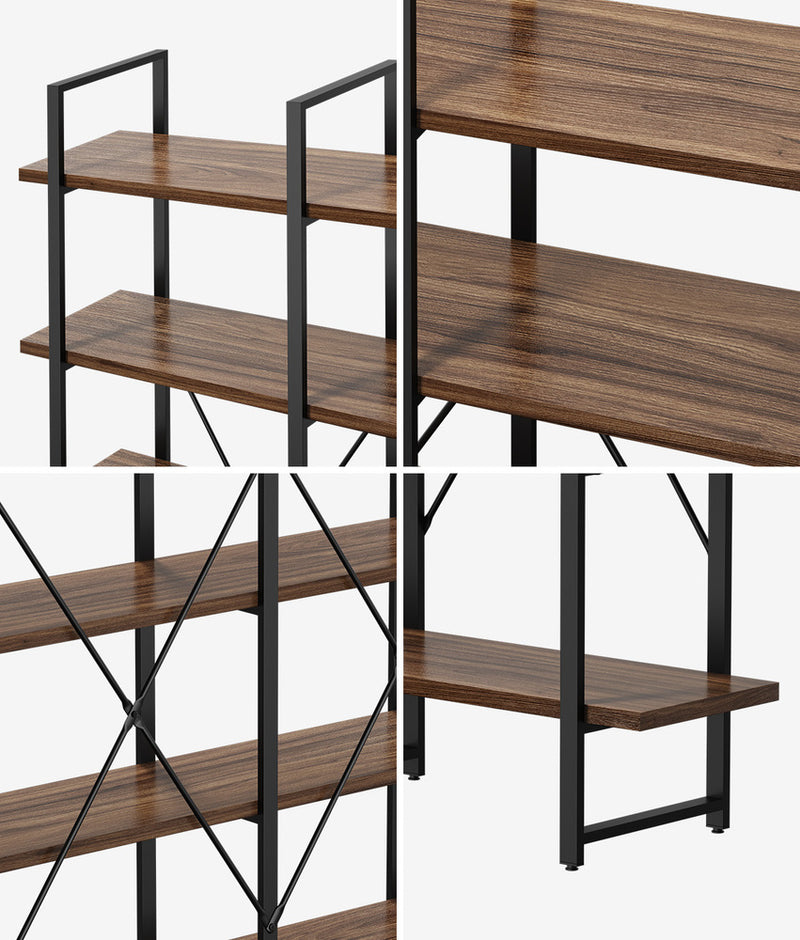 Oikiture 5 Tier Display Shelf Stand Bookshelf Metal Rack 1.35m