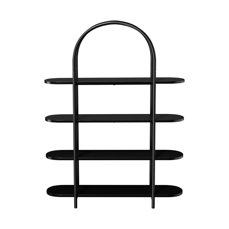 Oikiture Bookshelf 4 Tier Arched Display Shelf Home Industrial Black