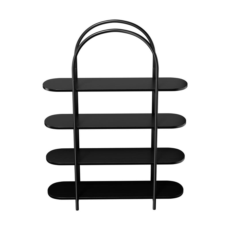 Oikiture Bookshelf 4 Tier Arched Display Shelf Home Industrial Black