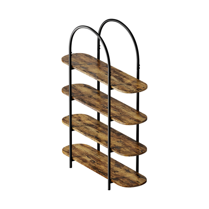 Oikiture Bookshelf 4 Tier Arched Display Shelf Home Industrial Natural
