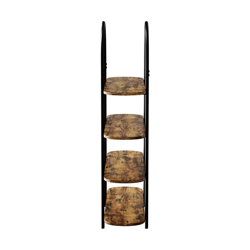 Oikiture Bookshelf 4 Tier Arched Display Shelf Home Industrial Natural
