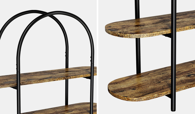 Oikiture Bookshelf 4 Tier Arched Display Shelf Home Industrial Natural