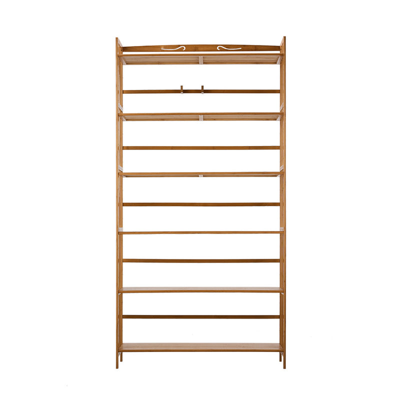 Oikiture 6-tier Bamboo Bookshelf Bookcase Adjustable Display Shelf