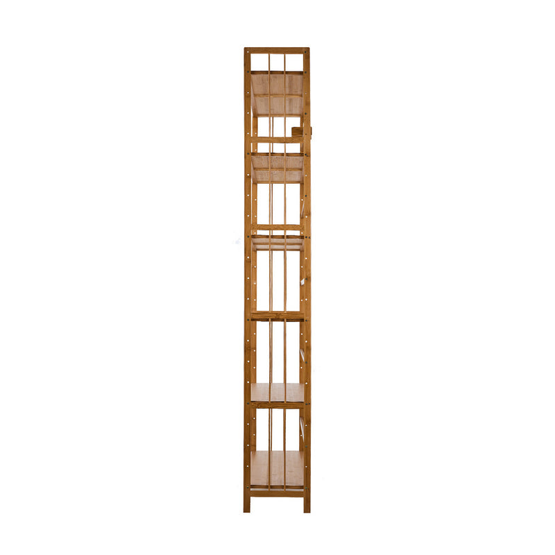 Oikiture 6-tier Bamboo Bookshelf Bookcase Adjustable Display Shelf