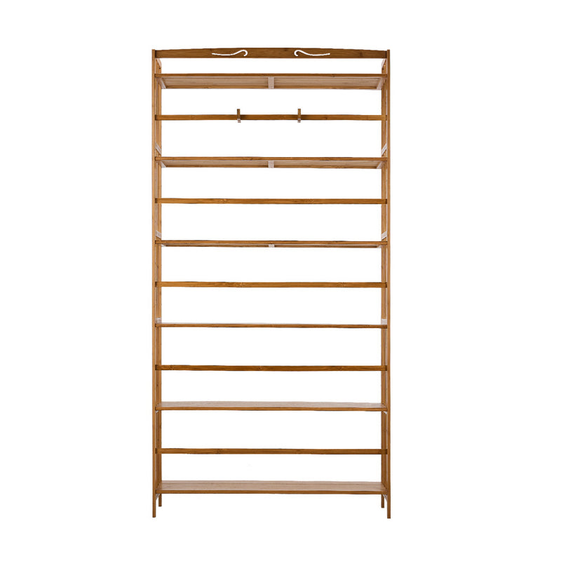 Oikiture 6-tier Bamboo Bookshelf Bookcase Adjustable Display Shelf