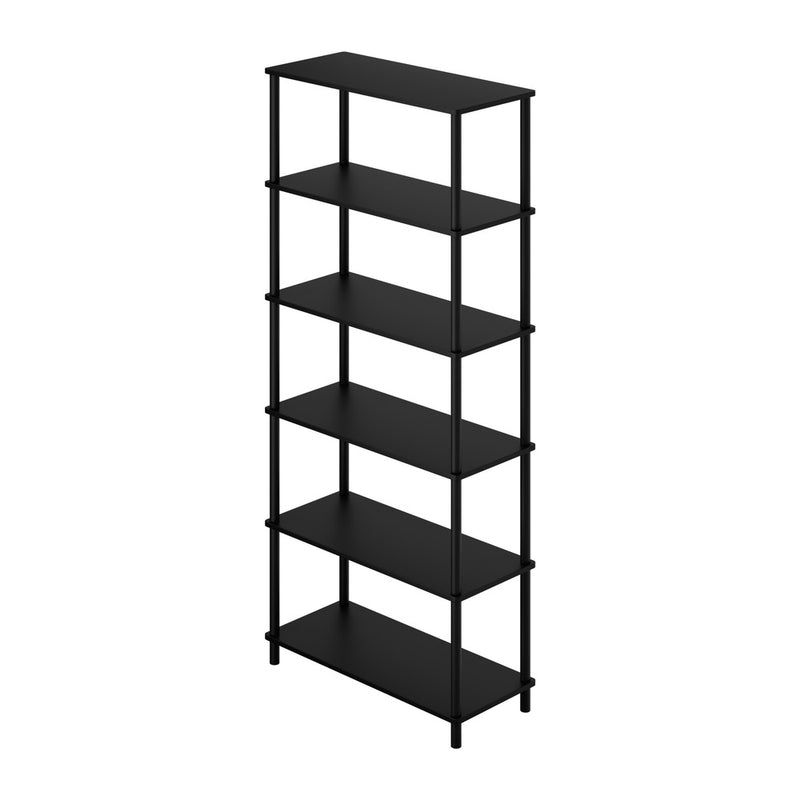 Oikiture Display Shelf 6 Tier Bookshelf Storage Rack Black