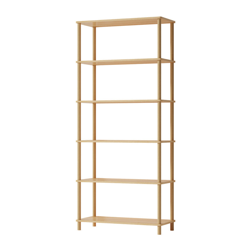 Oikiture Display Shelf 6 Tier Bookshelf Storage Rack Natural