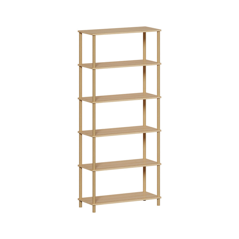 Oikiture Display Shelf 6 Tier Bookshelf Storage Rack Natural