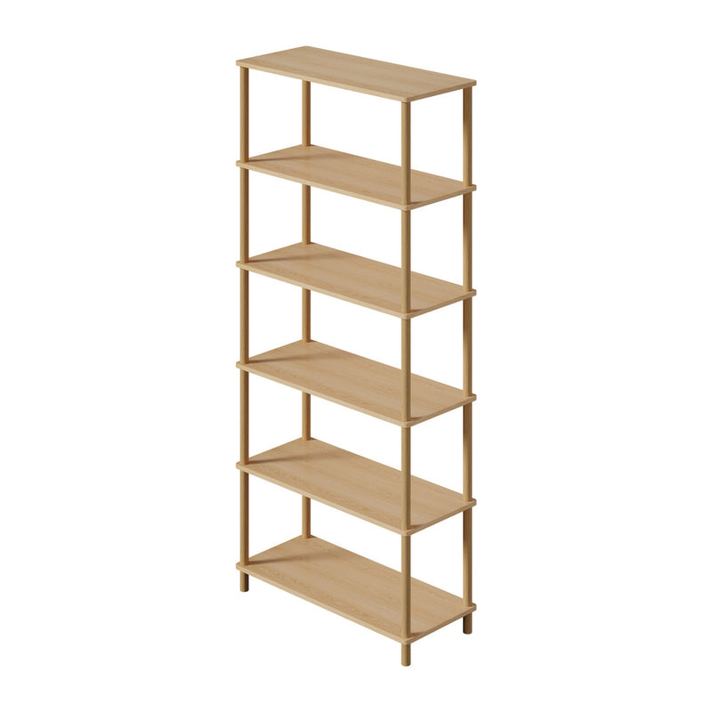 Oikiture Display Shelf 6 Tier Bookshelf Storage Rack Natural