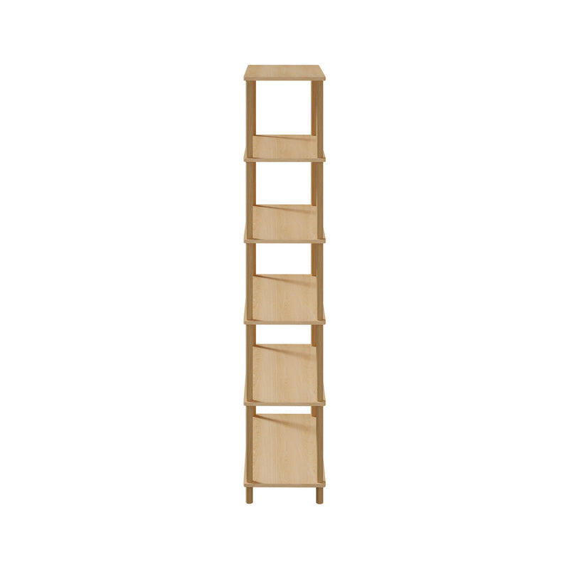 Oikiture Display Shelf 6 Tier Bookshelf Storage Rack Natural