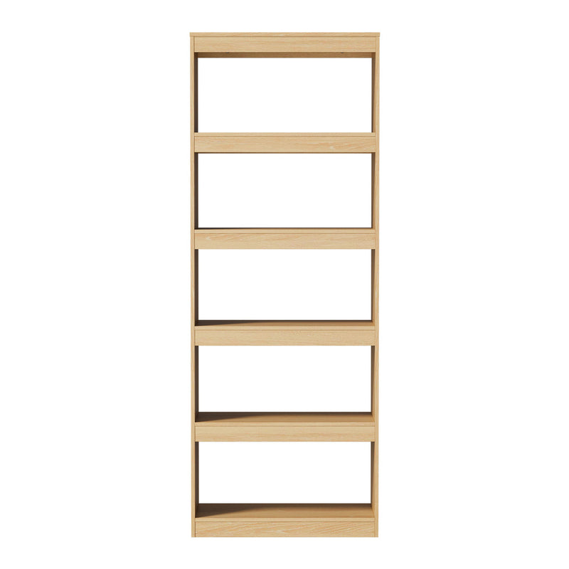 Oikiture 5 Tier Bookshelf Display Shelf Open Storage Cabinet Natural