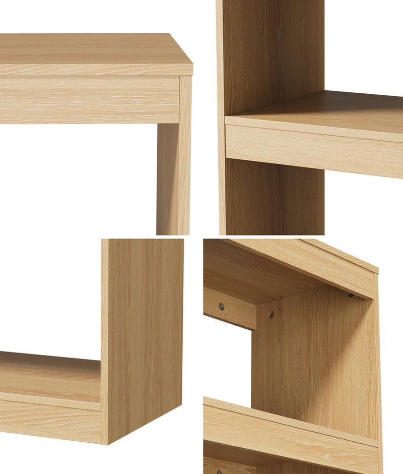 Oikiture 5 Tier Bookshelf Display Shelf Open Storage Cabinet Natural