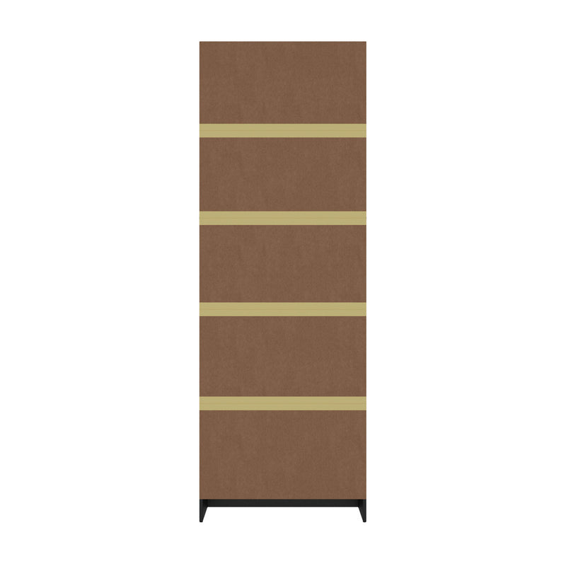 Oikiture Tall Bookcase Display Shelf 2 Door Adjustable Cabinet Black