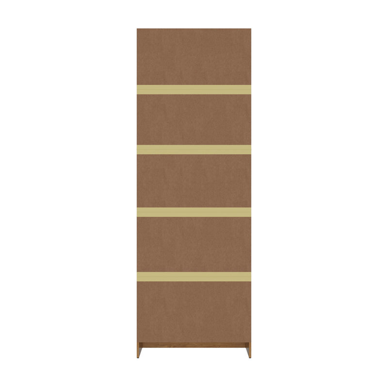 Oikiture Tall Bookcase Display Shelf 2 Door Adjustable Cabinet Natural