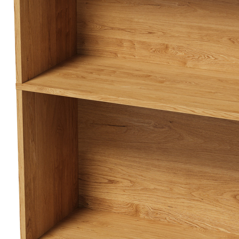 Oikiture Tall Bookcase Display Shelf 2 Door Adjustable Cabinet Natural