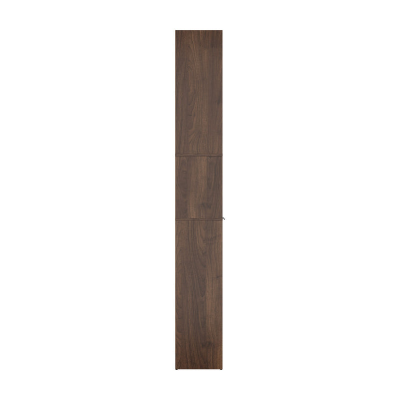 Oikiture Tall Bookcase Display Shelf 2 Door Adjustable Cabinet Walnut